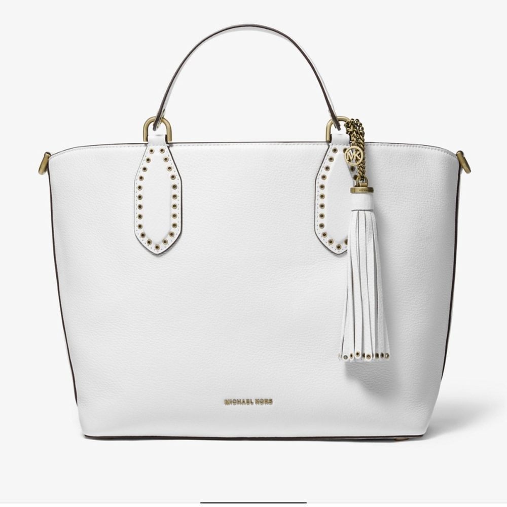Michael Kors White Leather Tote Bag (Gently Used) - Picture 3 of 6